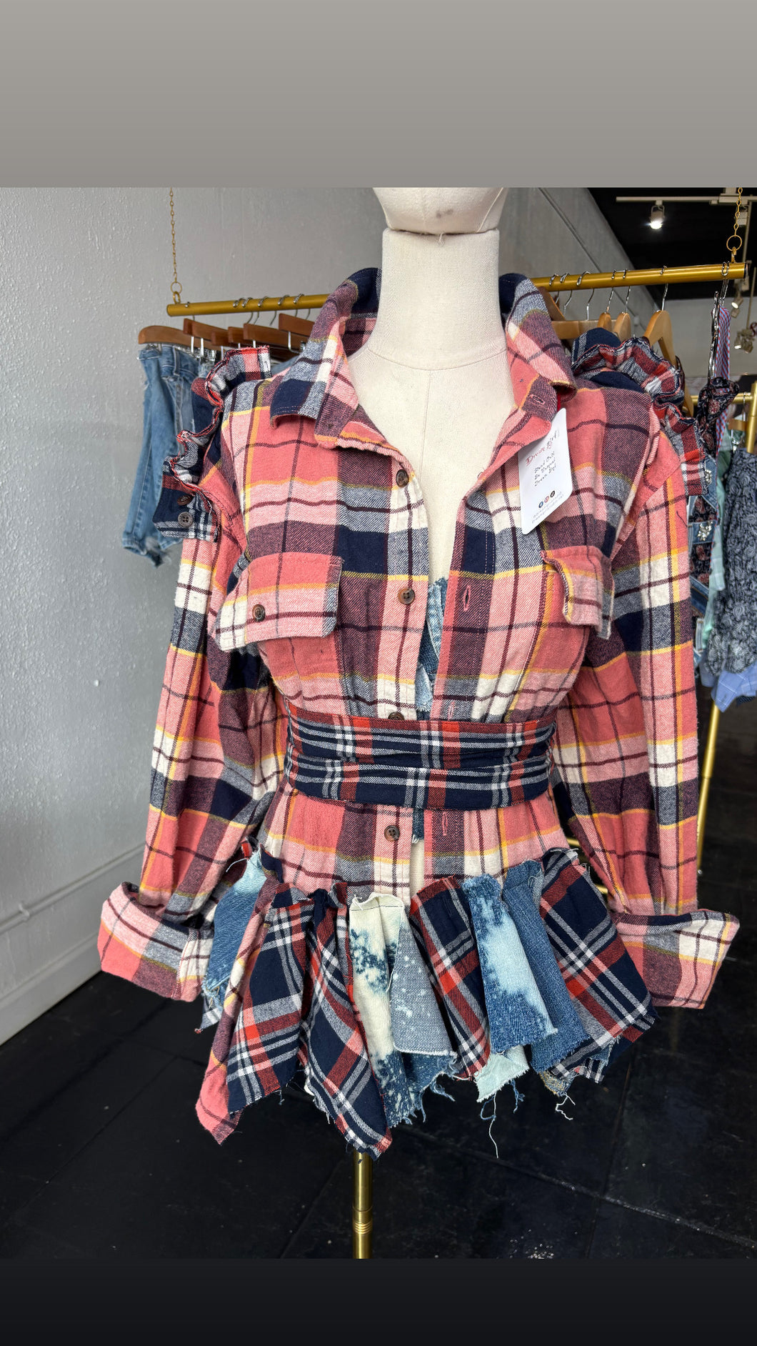 Peach Peplum Flannel